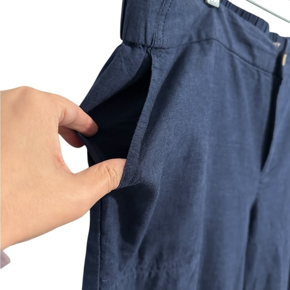 Liz Claiborne Vintage Linen Blend Relaxed Lagenlook Classic Navy Blue Pants PXL - Picture 5 of 12